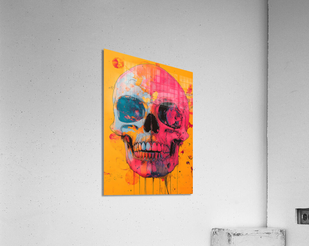 Uninhibited - Neon Skull Portrait Art Prints Acrylic Print
