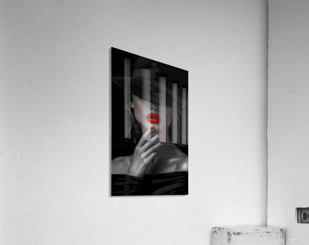 The Red Seduction - Noir Fashion Portrait Art Prints Acrylic Print