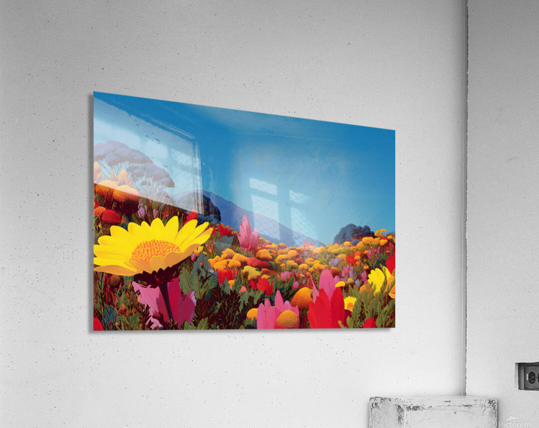 Radiant Bloom – Floral Landscape Art Print Acrylic Print