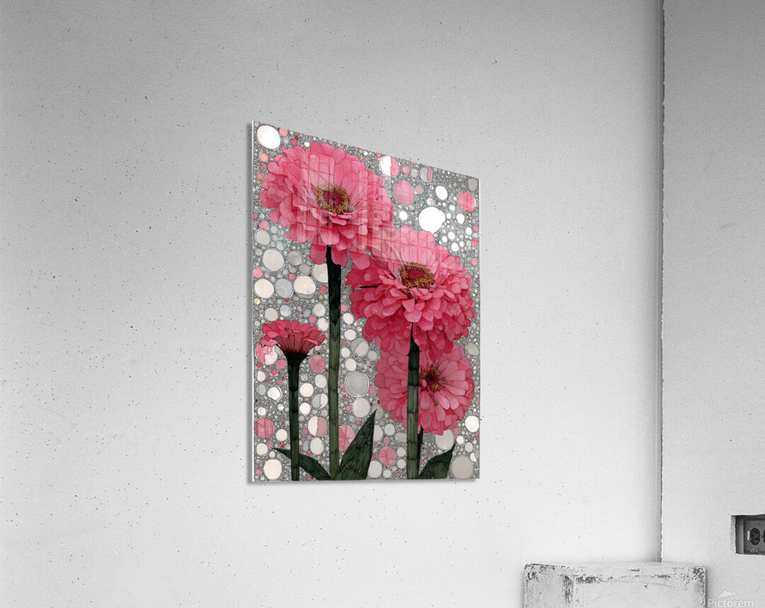 Bloom in Circles – Pink Zinnia Floral Abstract Print Acrylic Print