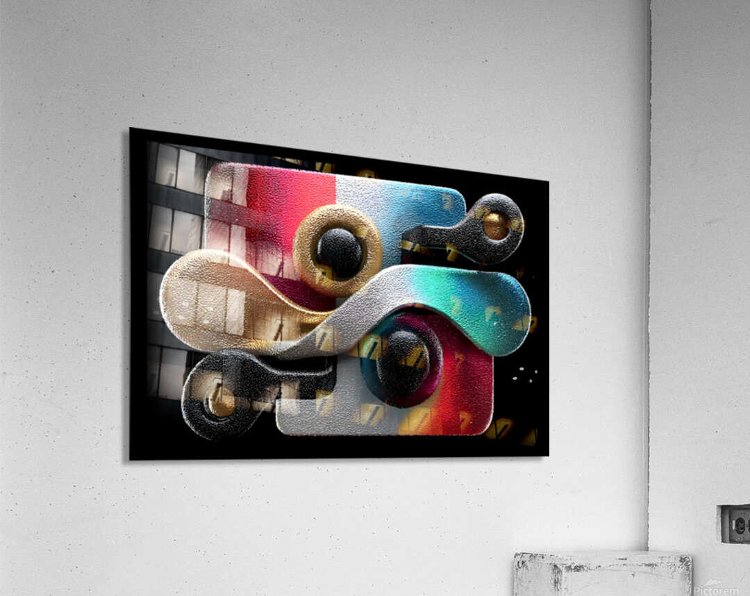 Gold & Blue Loops – Modern Abstract Wall Art Print Acrylic Print