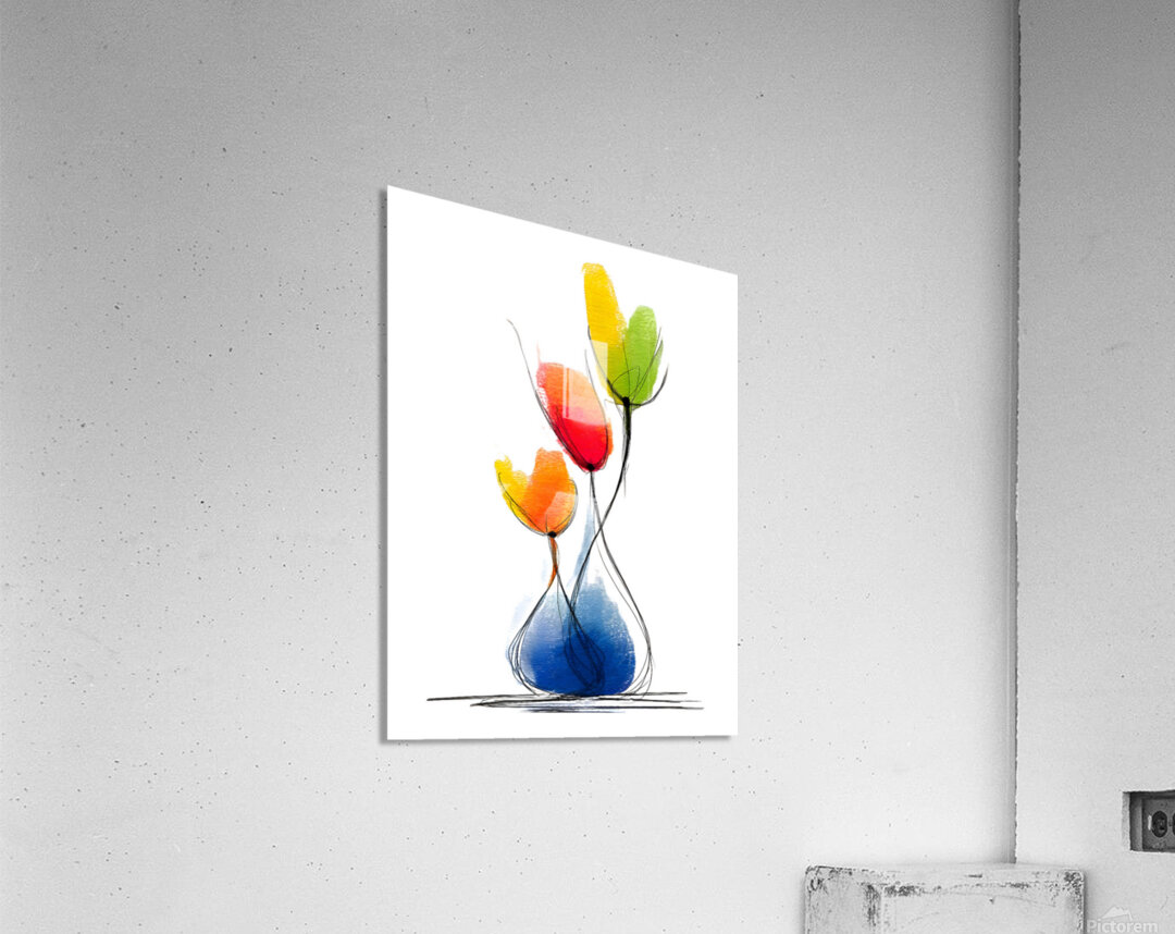 Threefold Harmony – Minimalist Watercolor Vase Print Acrylic Print