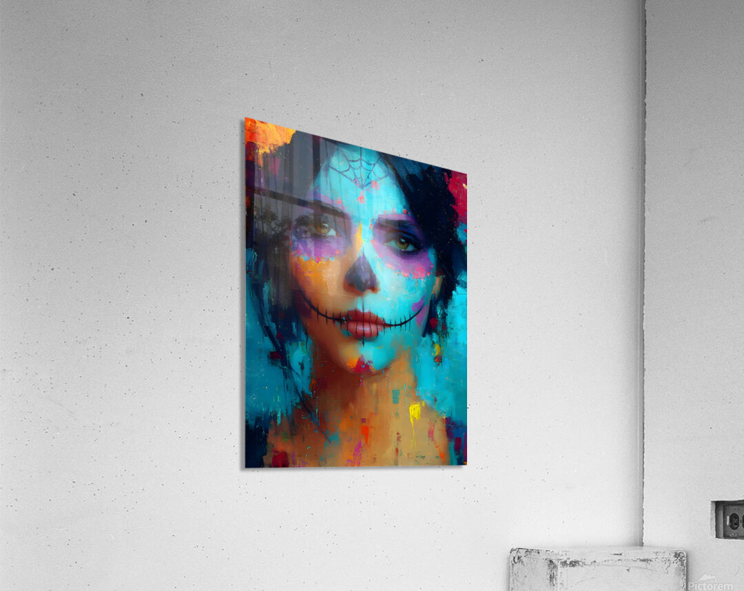 Calavera Azul D a de los Muertos Sugar Skull Acrylic Print