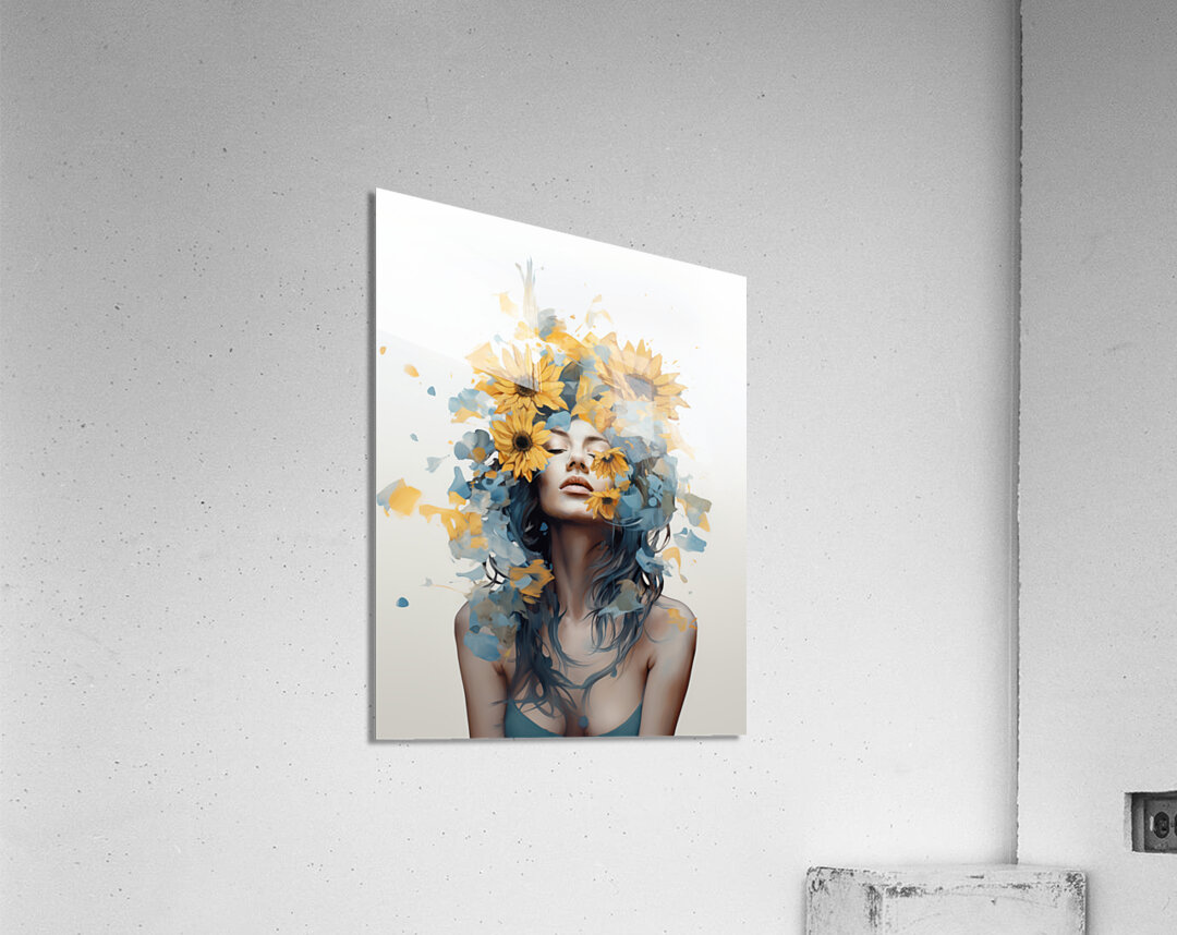 Beautiful Arrangement – Botanical Headpiece Portrait Art Print Acrylic Print