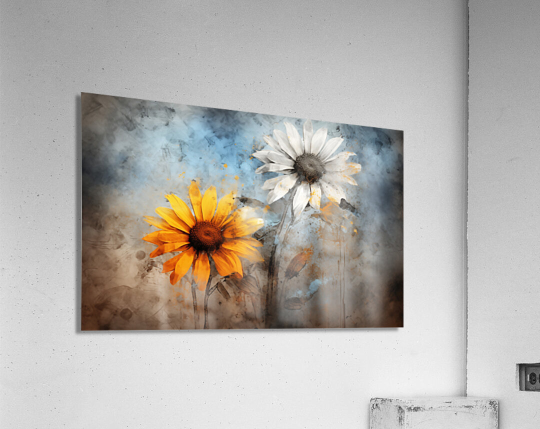 Fire And Ice - Sunflower Contrast Art Prints Acrylic Print