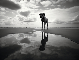 Lost in My Eyes – Monochrome Coastal Dog Photography Print
