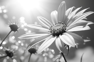 Resplendent – Luminous Daisy Monochrome Art Print
