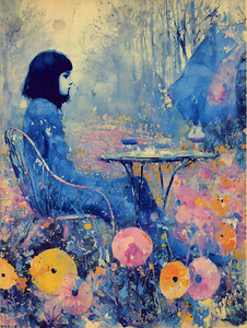 Una Copa en el Jardin – A Glass in the Garden Vintage Poster Art Print