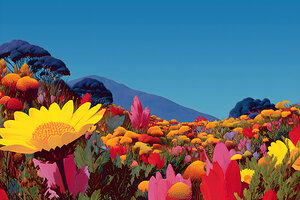 Radiant Bloom – Floral Landscape Art Print