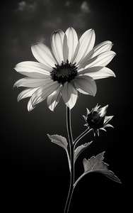 The Grace of Golden Hours – Monochrome Floral Art Print