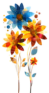 Plaid Botanica 33 - Modern Floral Art Prints