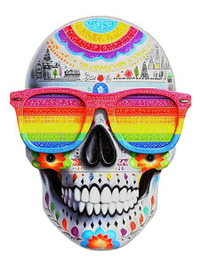 Calavera Del Arcoiris - Rainbow Skull - Dia de los Muertos Art Prints
