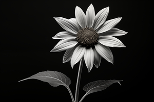 Quiet Majesty – Monochrome Sunflower Study Print