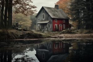 Farmhouse – Rustic Country Landscape Art Print