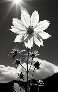 Posture – Minimal Daisy Monochrome Art Print