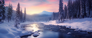 Solstice River – Winter Twilight Landscape Print