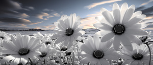 Silent Harmony – Black & White Garden Daisy Art Print