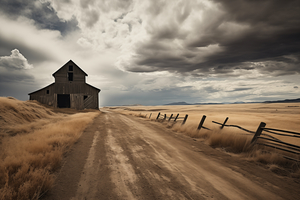 The Long Road Home – Sepia Countryside Landscape Print