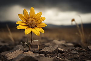 Golden Resolve – Sunflower in Sepia Field Print