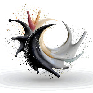 Crescent Surge – Minimal Ink & Color Burst Print