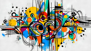 Tantrum – Explosive Line & Color Abstract Print