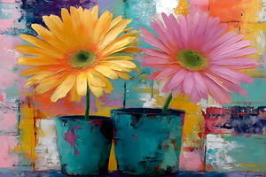 Patio Pots – Cheerful Gerbera Duo Print