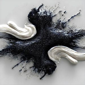 Ivory & Onyx Collision – Abstract Paint Splash Print