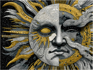 Gilded Sun  Silver Moon – Celestial Wall Art Print