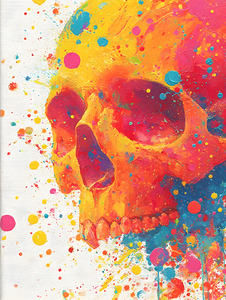 Neon Rebirth – Splatter Skull Canvas