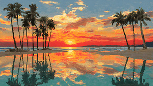 Firewater – Tropical Sunset Reflection Print