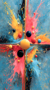 Quadrant Burst – Color Collision Abstract Print