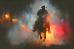 Through the Smoke – Western Cowboy Print