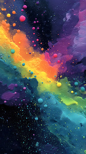 Cosmic Drift – Neon Galaxy Abstract Print