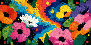 Impasto Carnival – Thick Palette Knife Floral Print