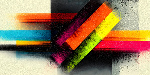Chromatic Shift – Diagonal Neon Bar Abstract Print
