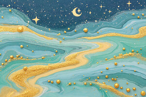 Golden River Flow – Fluid Abstract Art Print