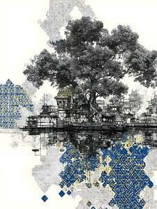 Sanctuary Root – Architectural Tree Reflection Print