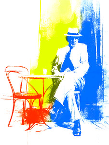 Cafe Chromatique – Modern Abstract Gentleman Print