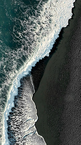 Black Sand Surge – Dramatic Aerial Beach Print