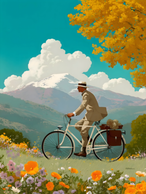 The Elegant Cyclist – Vintage Cycling Poster Art Print