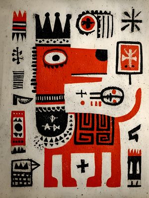 The Red King – Tribal Pop Expressionism Print