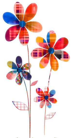 Plaid Botanica 5 - Retro Floral Art Prints