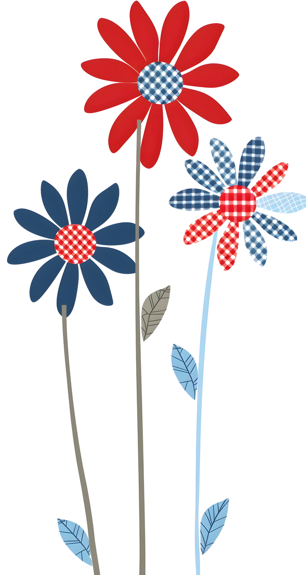 Plaid Botanica 9 - Retro Floral Art Prints Print