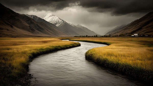 Where the Waters Run - Minimal Landscape Art Prints Print