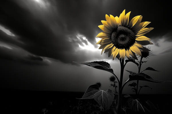 Hope in Bloom – Selective Color Sunflower Print Print