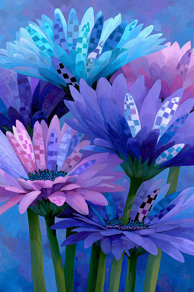 Bleu Botanique - Botanical Blue - Modern Floral Art Prints Print
