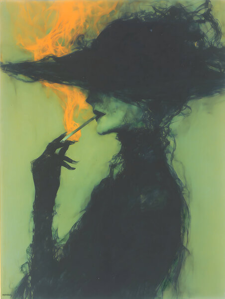 Smoke and Shadows – Vintage Noir Portrait Art Print Print