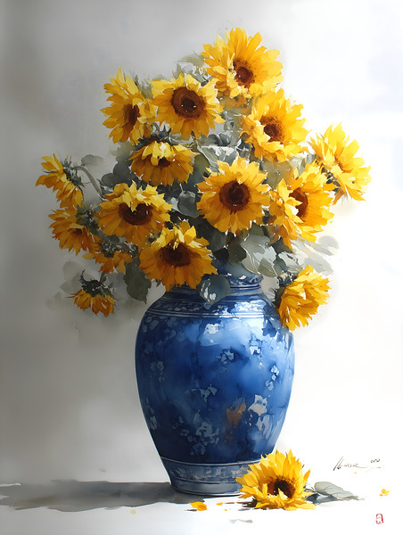 Eclat De Tournesols - Burst Of Sunflowers - Sunflower Vase Art Prints Print