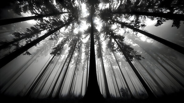The Vertical Silence – Black & White Landscape Art Print Print