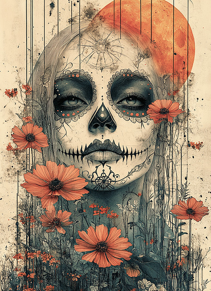 La Guardiana Del Camposanto - The Graveyard Guardian - Dia de los Muertos Art Prints Print